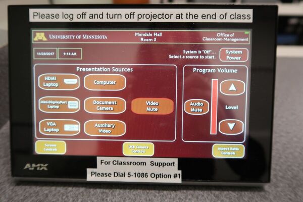 Touchscreen control user interface showing main page