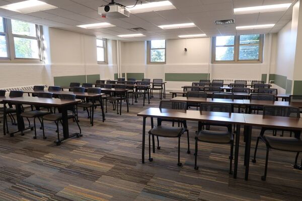 Back of room view of student table and chair seating